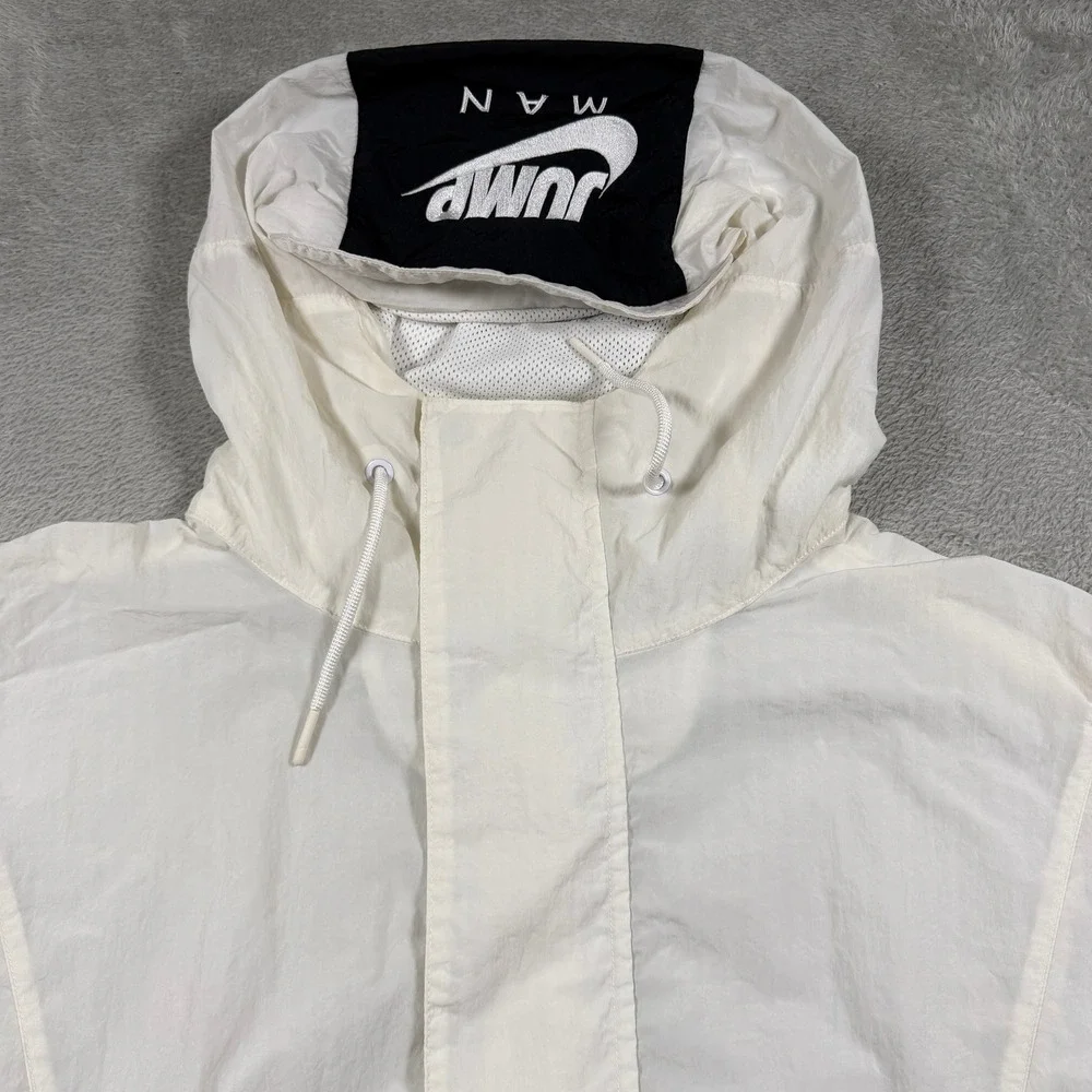Nike Air Jordan Jumpman Classic Woven Jacket Mens Small White Hooded CV1864-100